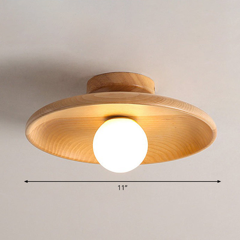 Lámpara de techo circular minimalista de madera 1 punto de luz