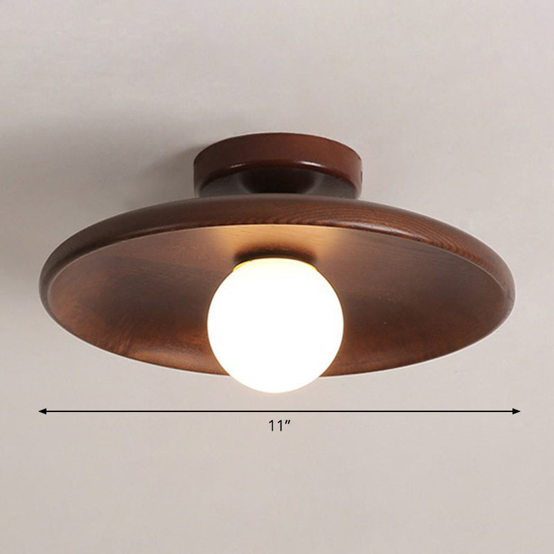Lámpara de techo circular minimalista de madera 1 punto de luz