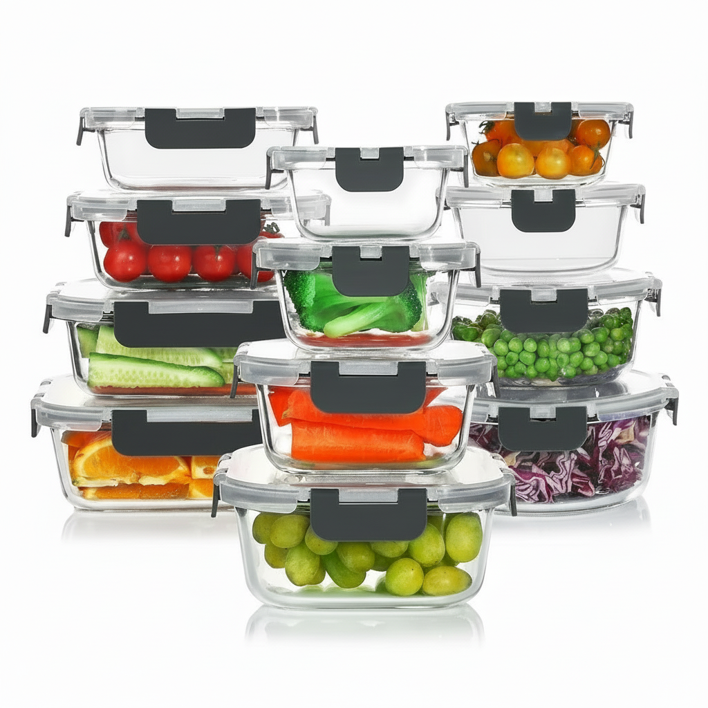 24-Piece Airtight Glass Food Storage Containers Set 0