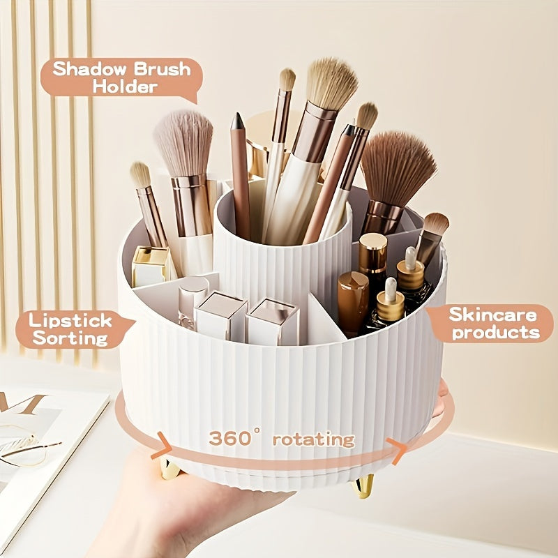 360° Roterende Make-up Organizer – Duurzame Kunststof Cosmetica Opbergdoos met 5 Vakken
