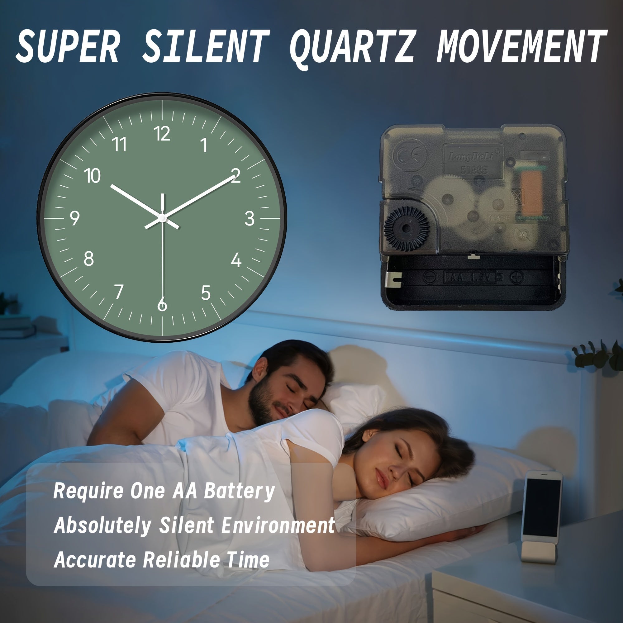 FantasyTime - Reloj de pared moderno silencioso, 20 cm