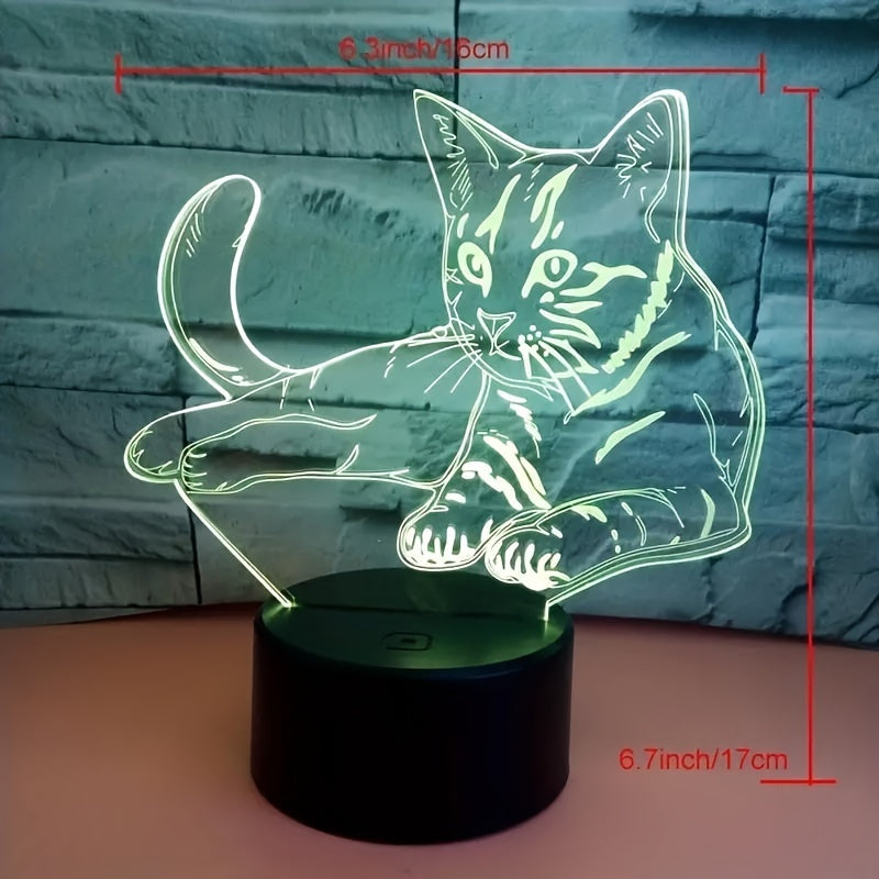 CatGlow - 3D Kat Nachtlampje met 7 Kleuren Touch Bediening