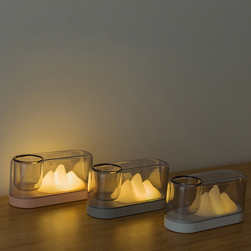MountainLight - Lámpara de mesa LED recargable artística con vaso de almacenamiento