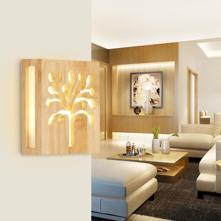 NatureShine - Modern LED wall lamp made of solid wood with playful pattern