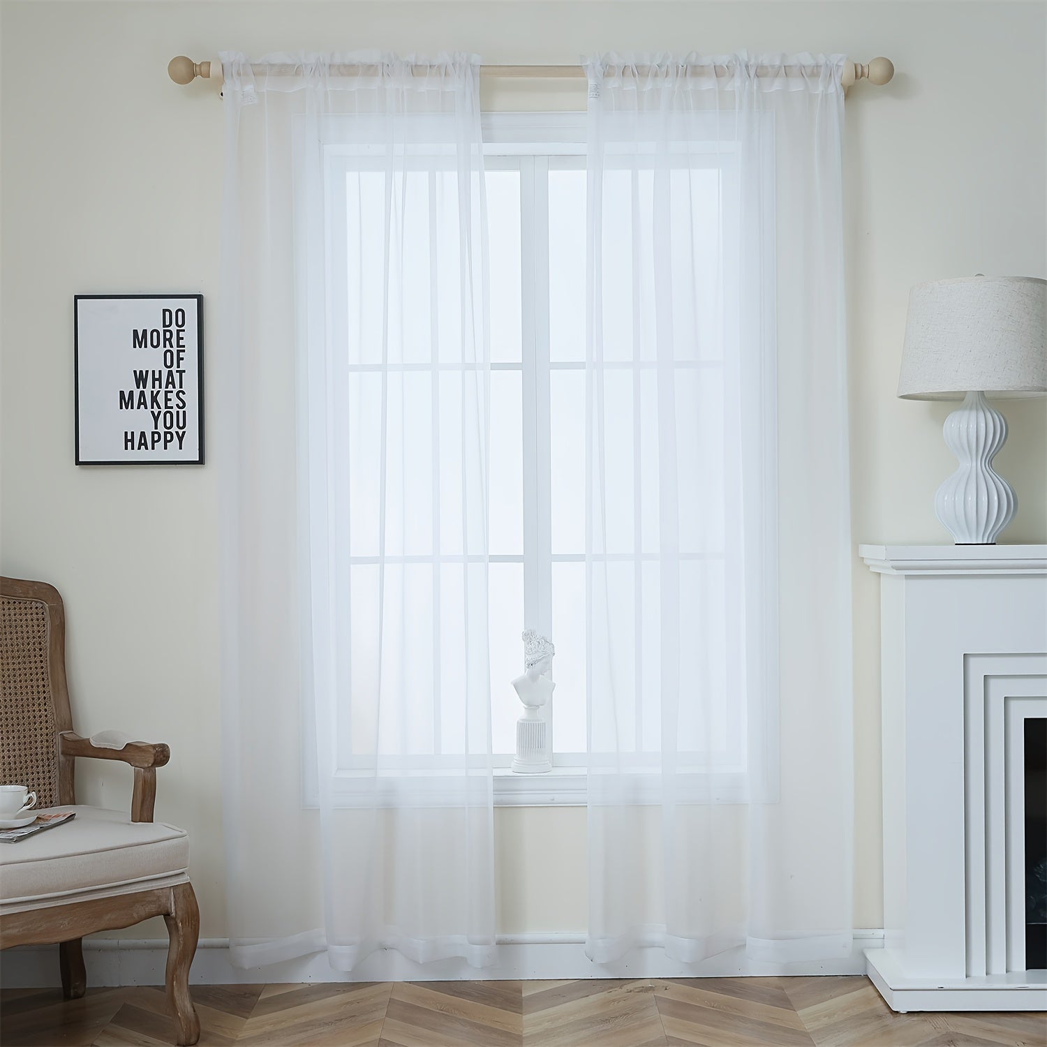Cortinas semitransparentes - Paquete de 2 cortinas ligeras y transpirables de poliéster para dormitorio y puertas de terraza