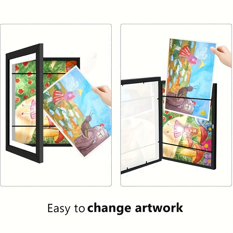 2 stuks/set Kunst Fotolijsten, A4 Houten Wandmontage Lijsten, Moderne Transparante Fotolijsten, Magnetisch Voor Schilderijen, Certificaten en Decoratie