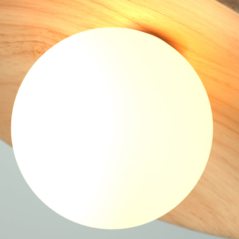 Elegante lámpara de techo de madera 1 luz mini semi empotrada para pasillo