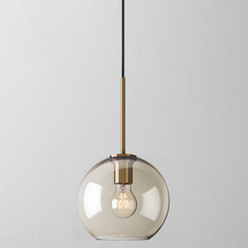 Pendant Lamp Cognac Glass Modern Minimalist 1-Light Lighting For Dining Table
