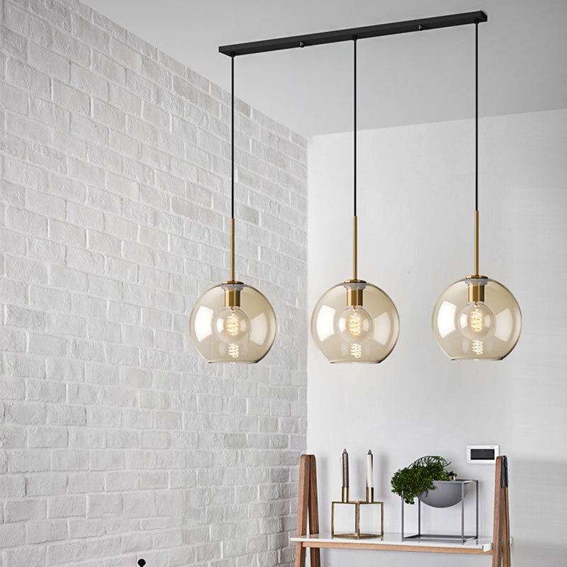 Pendant Lamp Cognac Glass Modern Minimalist 1-Light Lighting For Dining Table
