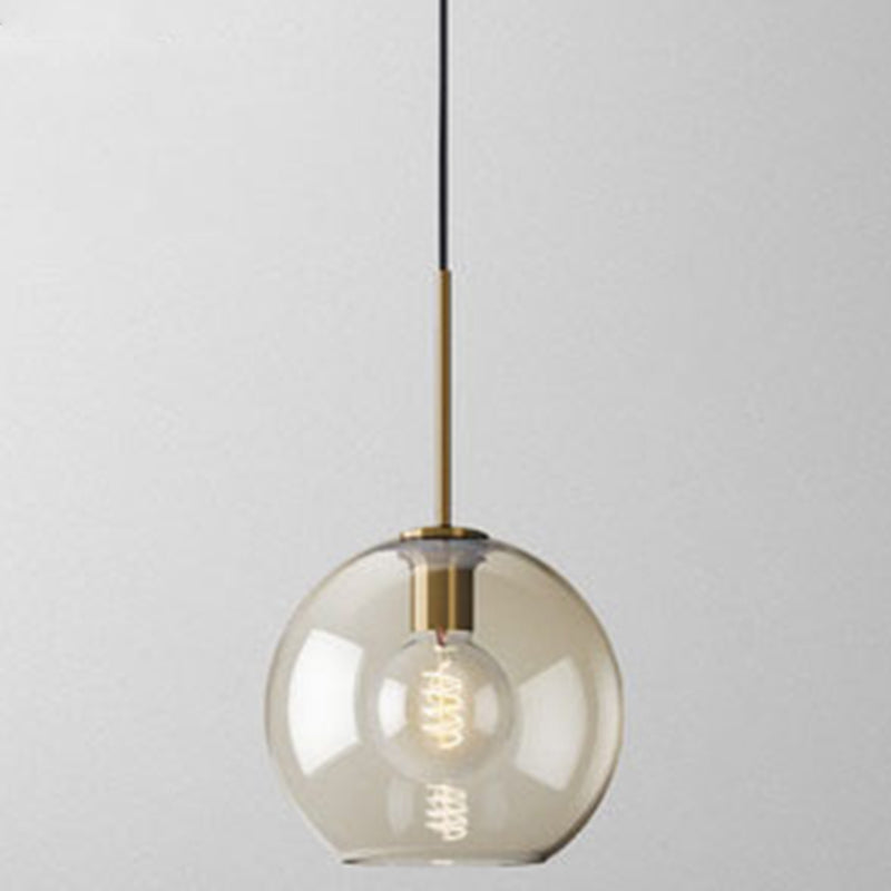 Pendant Lamp Cognac Glass Modern Minimalist 1-Light Lighting For Dining Table