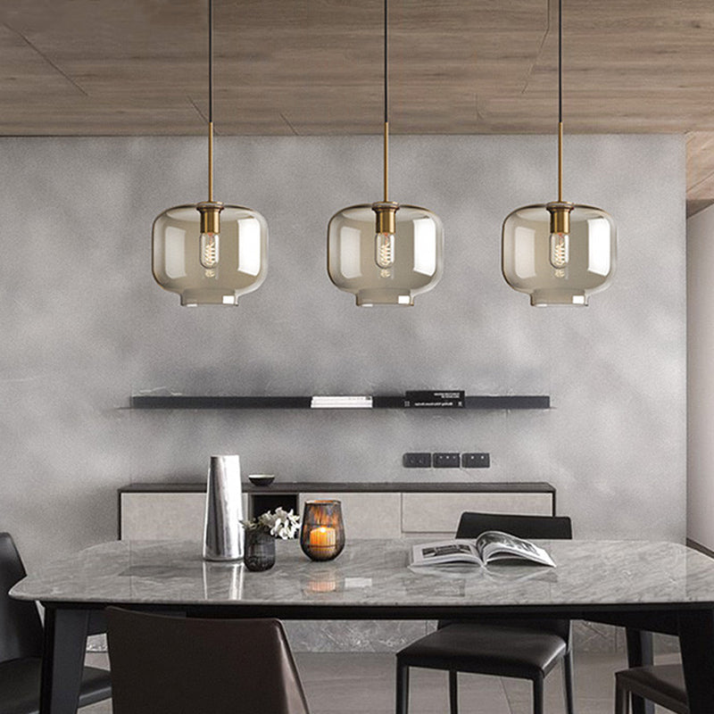 Pendant Lamp Cognac Glass Modern Minimalist 1-Light Lighting For Dining Table