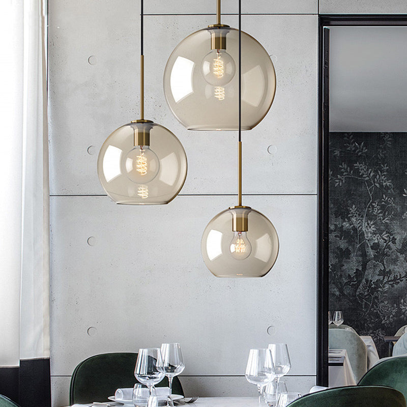Pendant Lamp Cognac Glass Modern Minimalist 1-Light Lighting For Dining Table