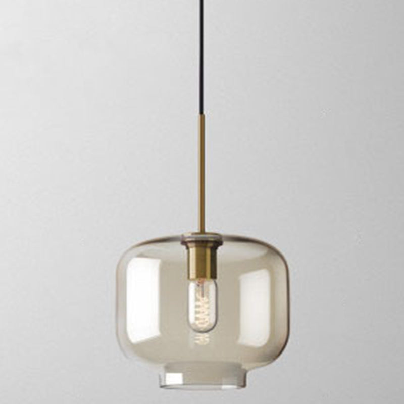 Pendant Lamp Cognac Glass Modern Minimalist 1-Light Lighting For Dining Table