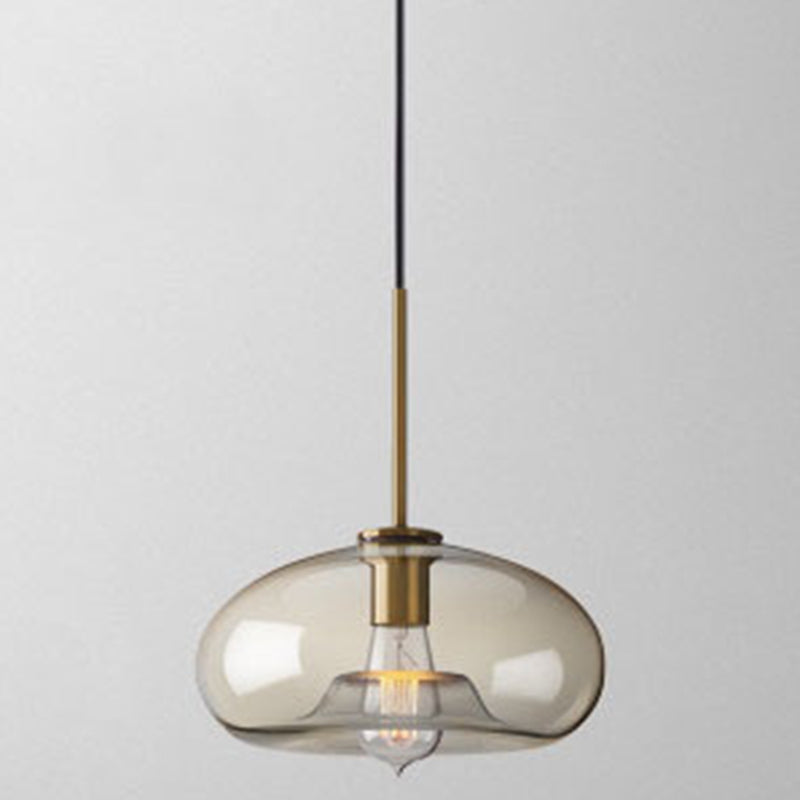 Pendant Lamp Cognac Glass Modern Minimalist 1-Light Lighting For Dining Table