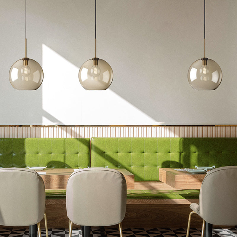 Pendant Lamp Cognac Glass Modern Minimalist 1-Light Lighting For Dining Table