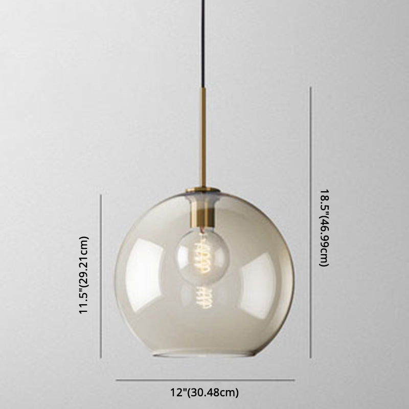 Pendant Lamp Cognac Glass Modern Minimalist 1-Light Lighting For Dining Table