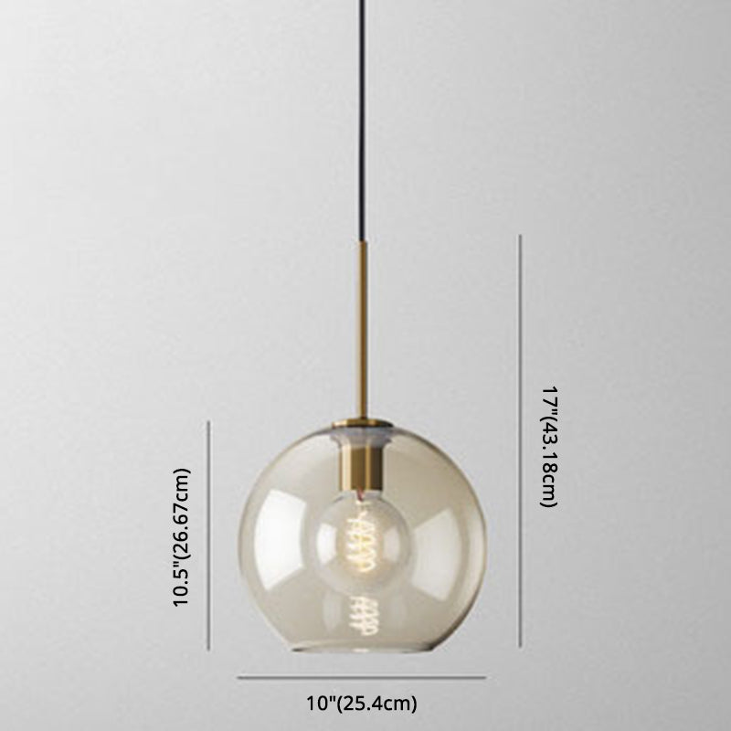 Pendant Lamp Cognac Glass Modern Minimalist 1-Light Lighting For Dining Table