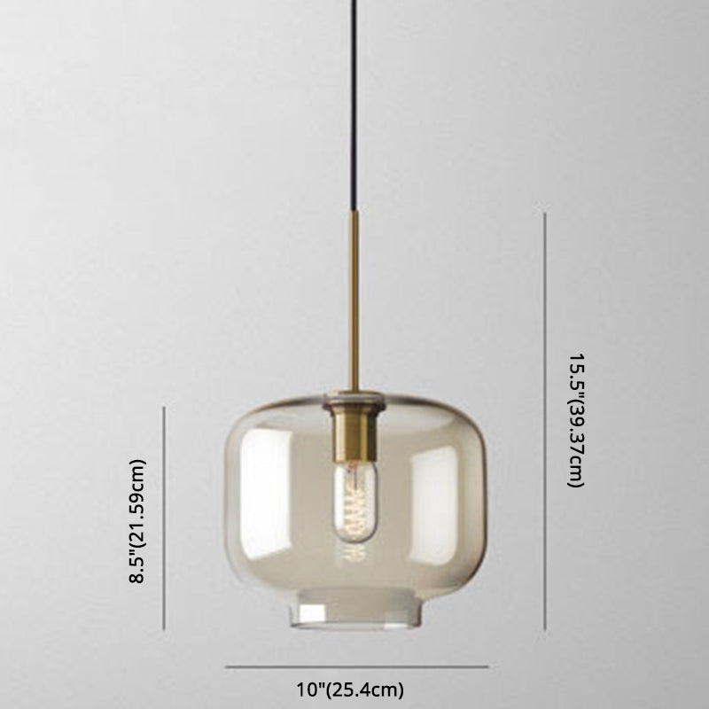 Pendant Lamp Cognac Glass Modern Minimalist 1-Light Lighting For Dining Table