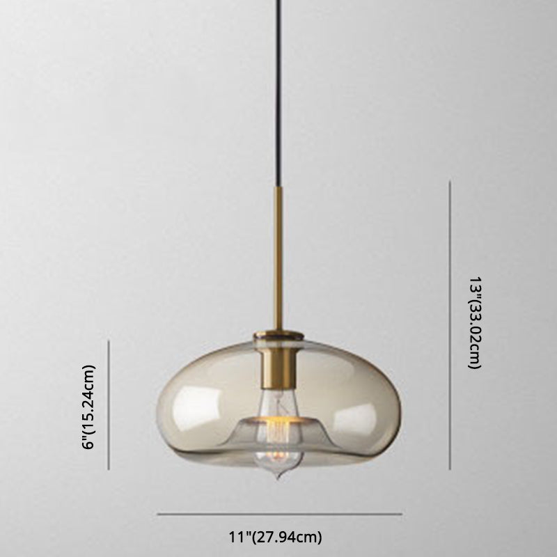 Pendant Lamp Cognac Glass Modern Minimalist 1-Light Lighting For Dining Table