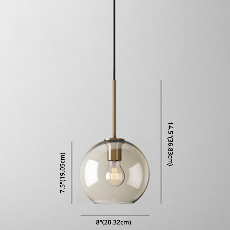 Pendant Lamp Cognac Glass Modern Minimalist 1-Light Lighting For Dining Table