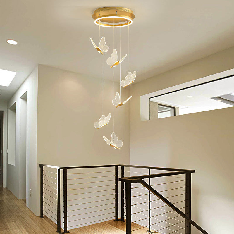 Lámpara colgante LED espiral brillante en dorado