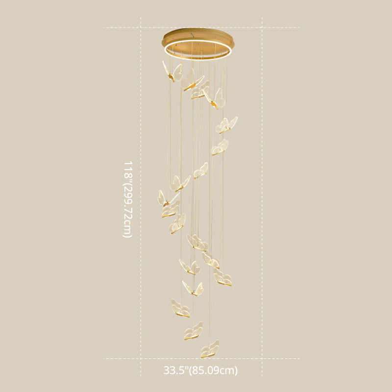 Lámpara colgante LED espiral brillante en dorado