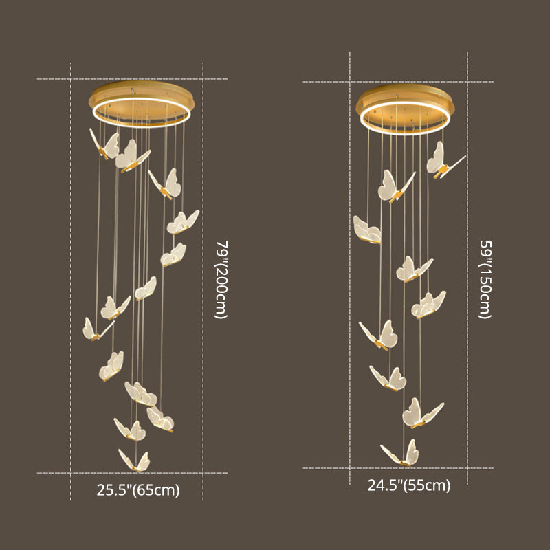 Lámpara colgante LED espiral brillante en dorado