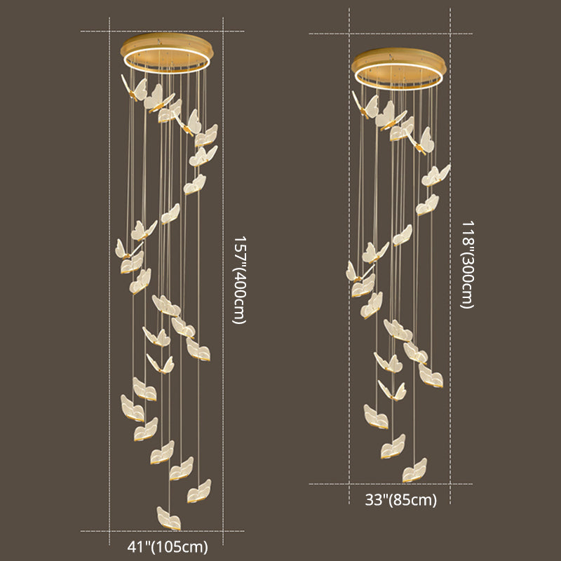Lámpara colgante LED espiral brillante en dorado