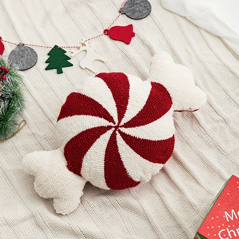 CandyCaneKussen - Vintage Kerstkussen, Handwasbaar, Polyester Vulling