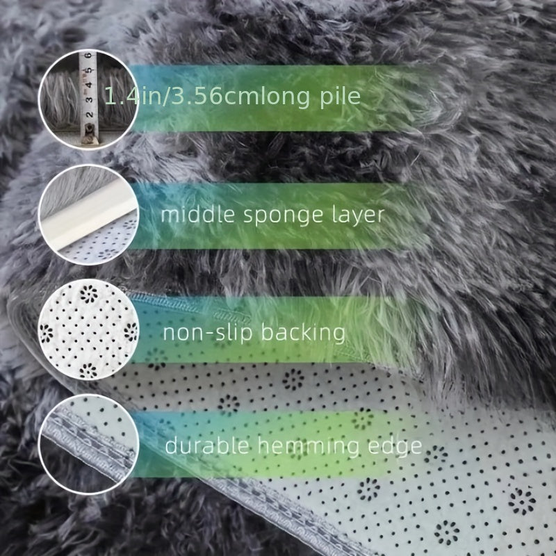 1 pieza Alfombra redonda de peluche teñida anudada - Alfombrilla decorativa suave y cálida para sala de estar, dormitorio y yoga