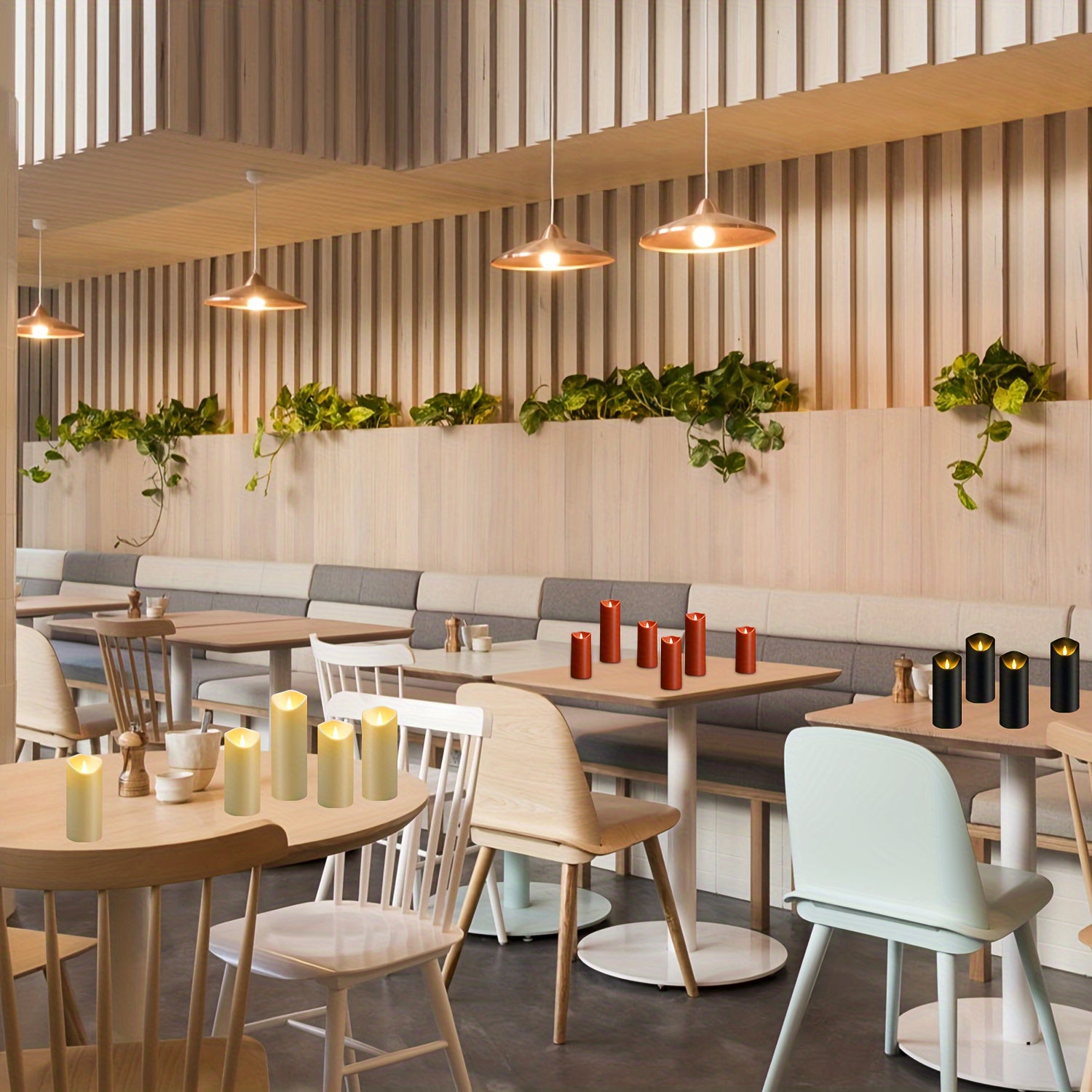 Set di 5 candele senza fiamma Eebuss con telecomando e timer - Candele LED per decorazione (Nero)