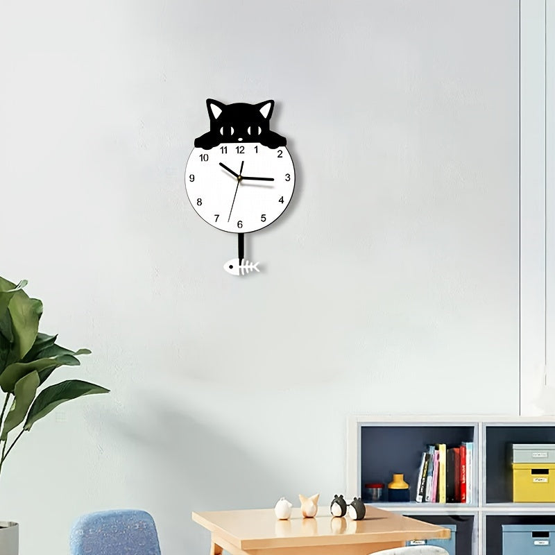 SwingCat - Style Swinging Cat Wall Clock by WANTIFO, Modern Cartoon Style