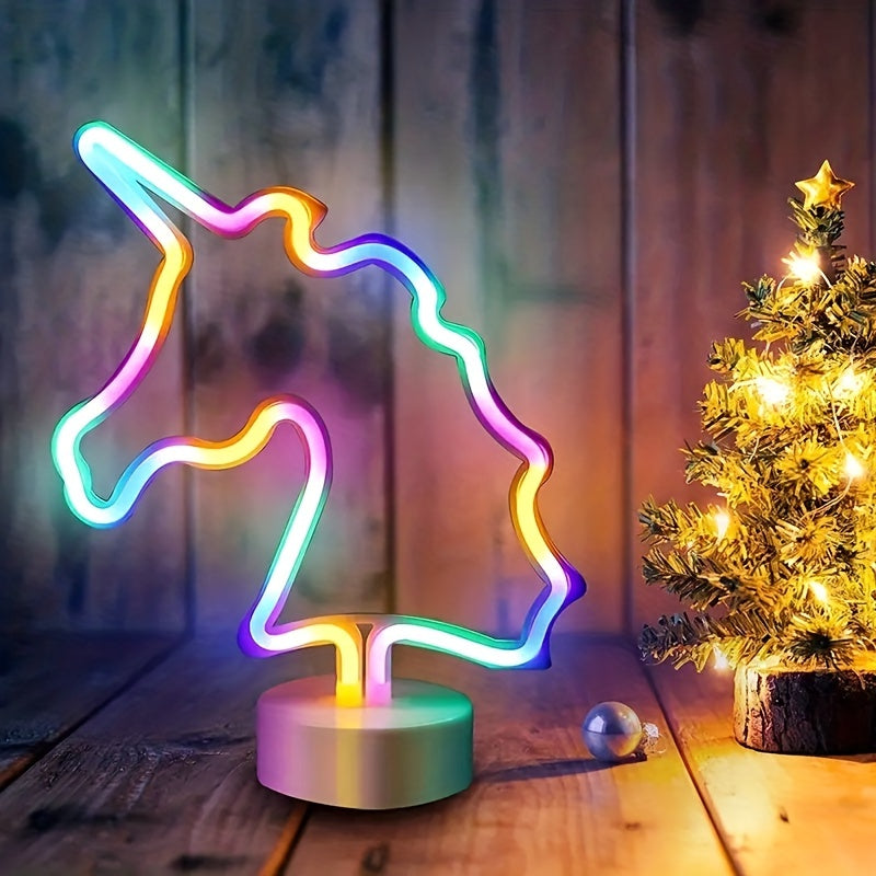 UnicornGlow - Candeeiro de Mesa USB com Unicórnio Neon para Festa e Decoração