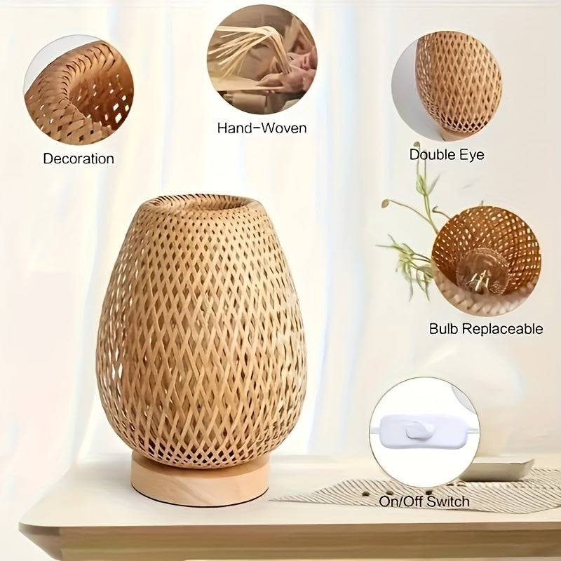 BamboeLicht - Lámpara de mesa LED hecha a mano con conexión USB