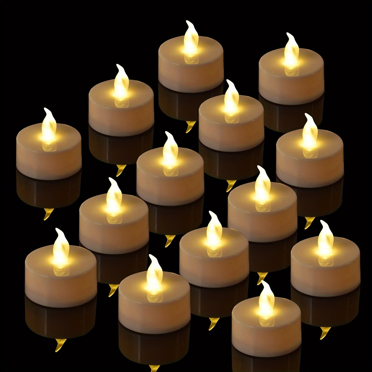Candele LED per tè - Alimentate a batteria, Giallo caldo, Candele senza fiamma, Luce tremolante per oltre 150 ore (5, 12, 24, 50 pezzi)