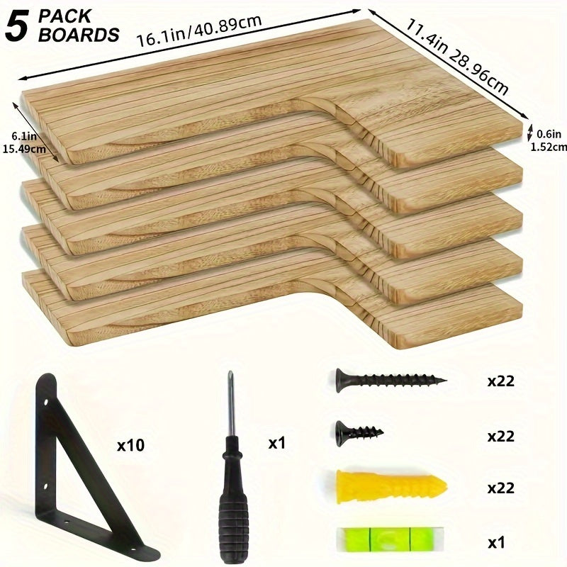 CornerShelf - Zwevende Hoekplank Set van 3/5 - Houten Opslag voor Kamers