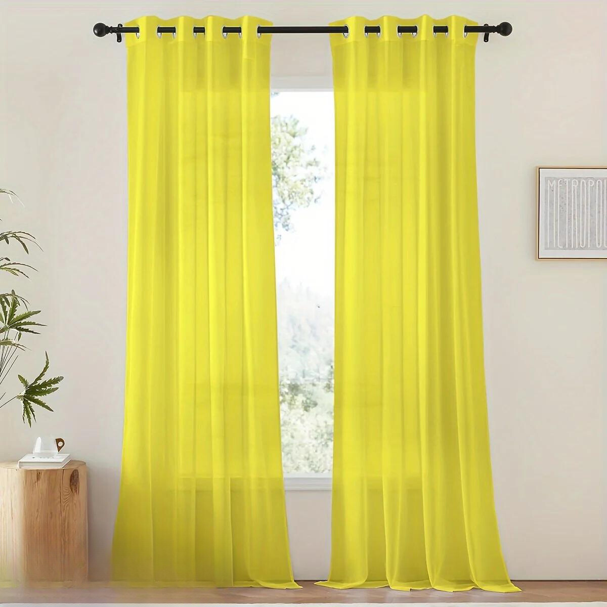 Tende in voile bianco leggero - 2 pezzi con occhielli per soggiorno e camera da letto