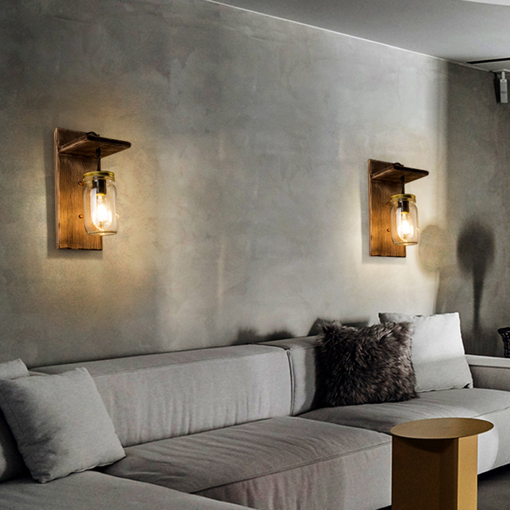 Heritage Lantern Wall Lamp, Bedroom/Living Room, Wood and Metal