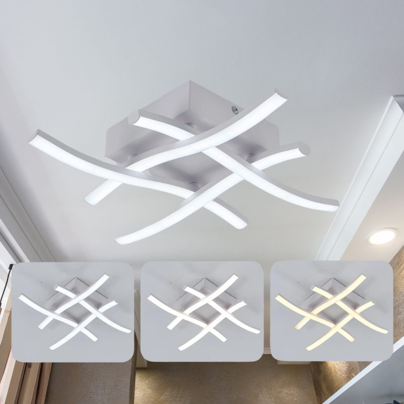 BrightEase LED Ceiling Lamp - Modern Design, Dimmable, 24W, Three-Color Light