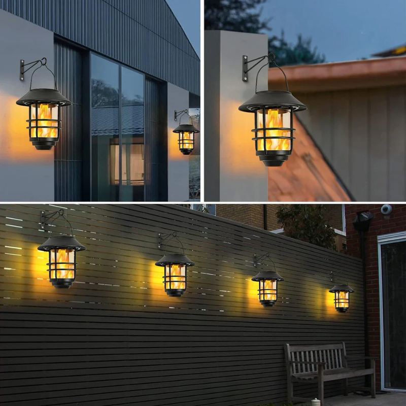 FlameLume - Solar LED Wand Lamp with Flame Effect for Garden and Terrace