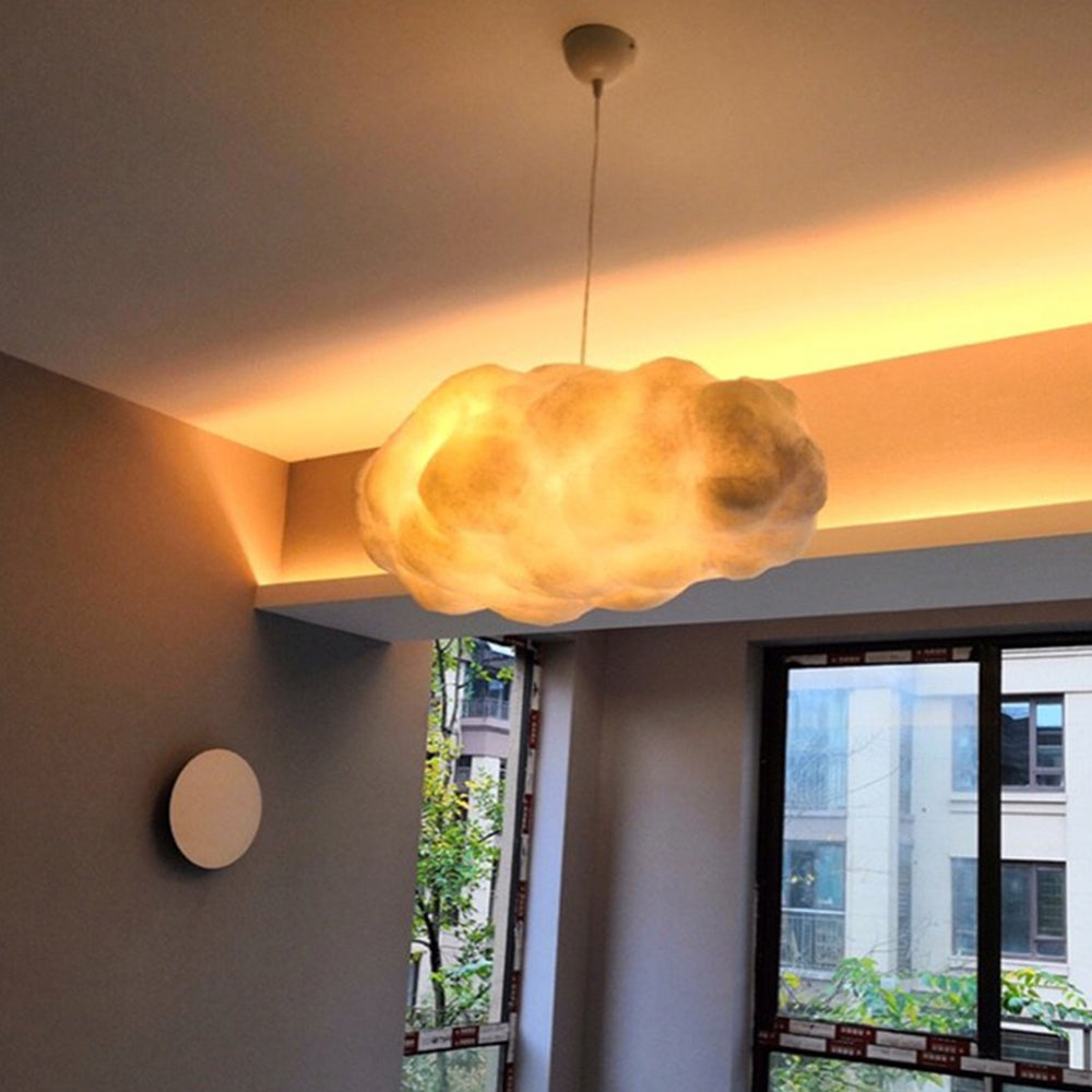 Lámpara colgante LED Aurora Design Wolk PVC/Algodón Blanco
