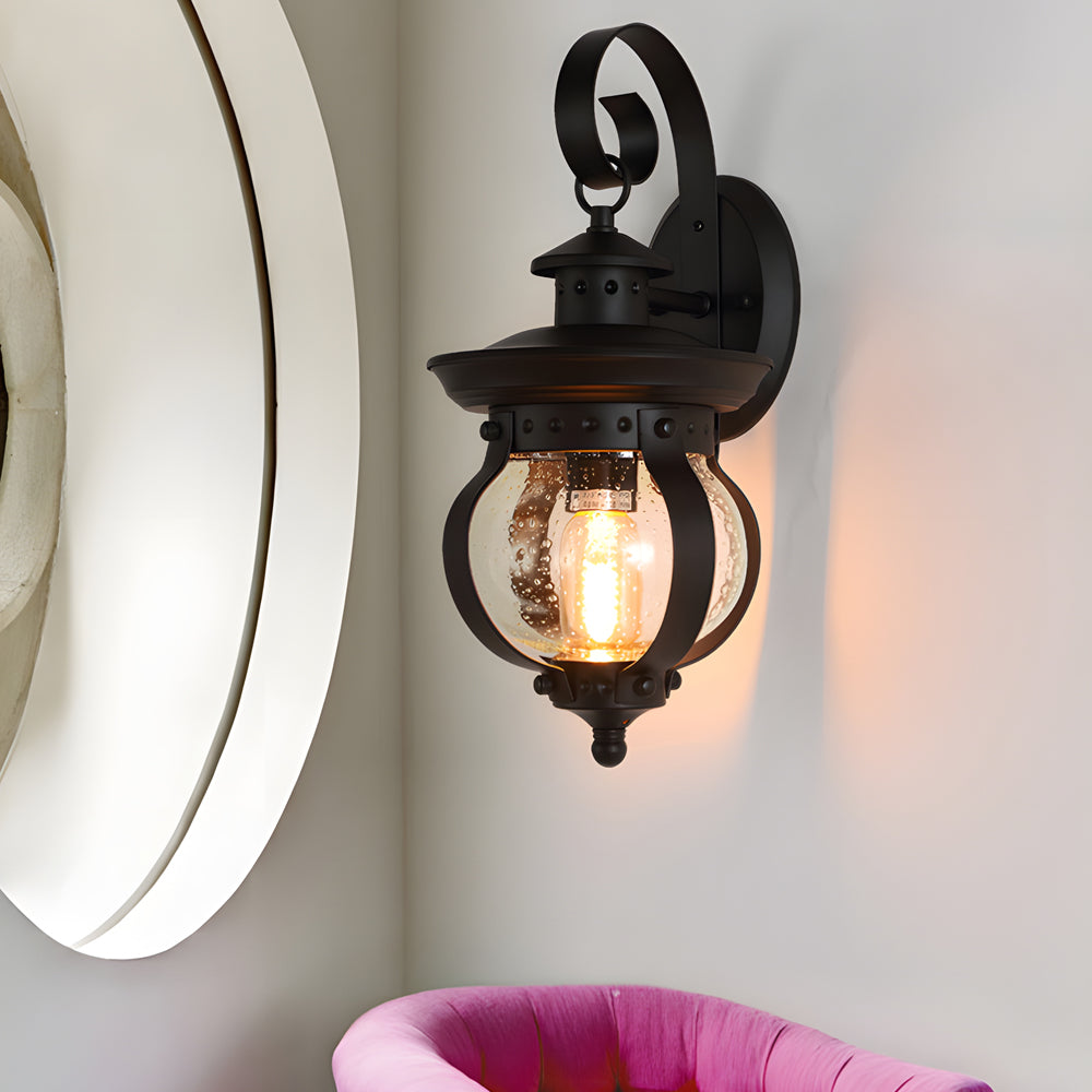 1-Light LED Outdoor Wall Lantern with Curved Arm