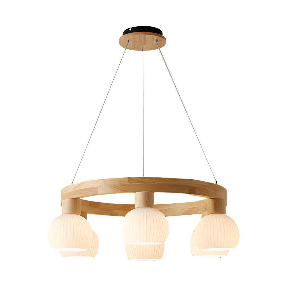 NordicLustre - Scandinavian Wooden Chandelier with 3-Step Dimming Function