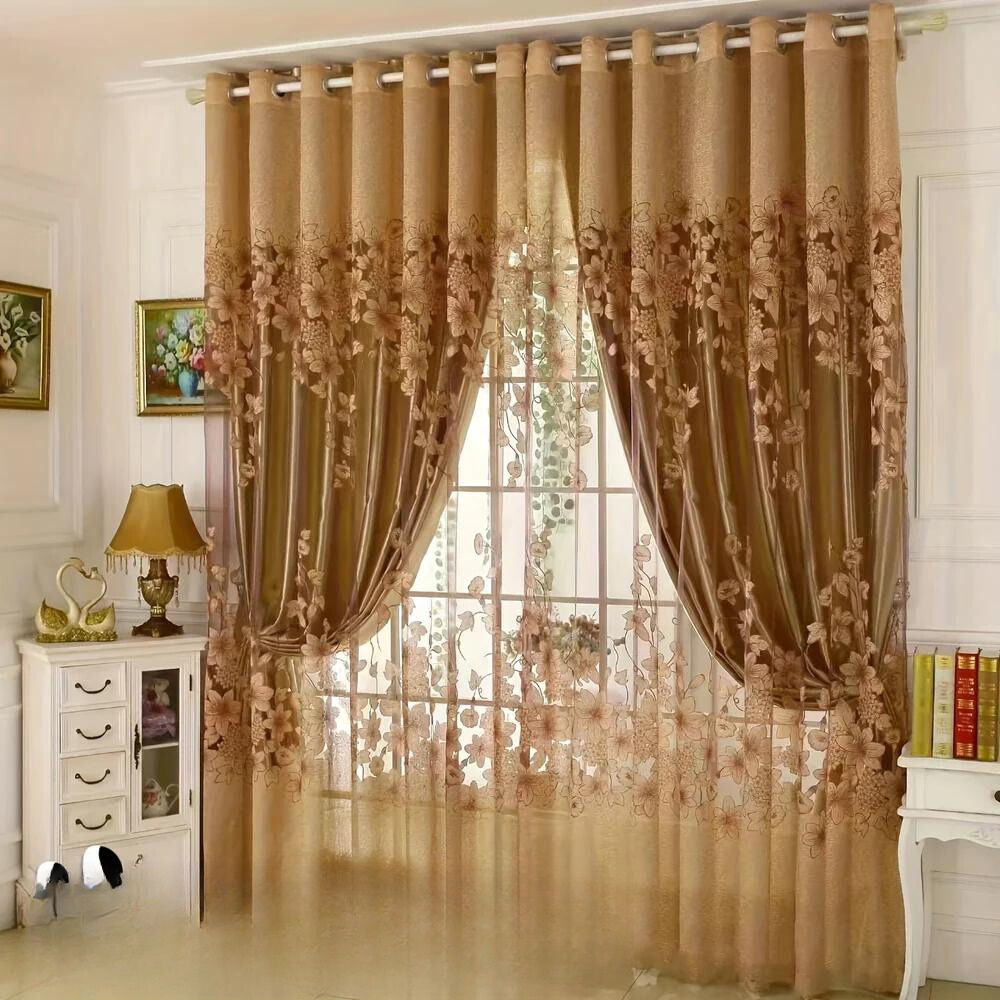 Tenda oscurante in stile europeo - Jacquard a doppio strato per camera da letto e soggiorno