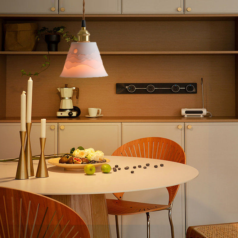 MountainGlow - Mid-Century Ceramic Pendant Lamp with Mountain Motif