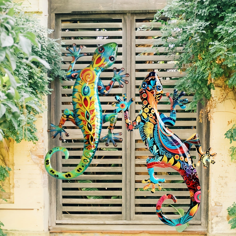 GekkoDecor - 2 stuks Grote Metalen Gekko Wanddecoratie