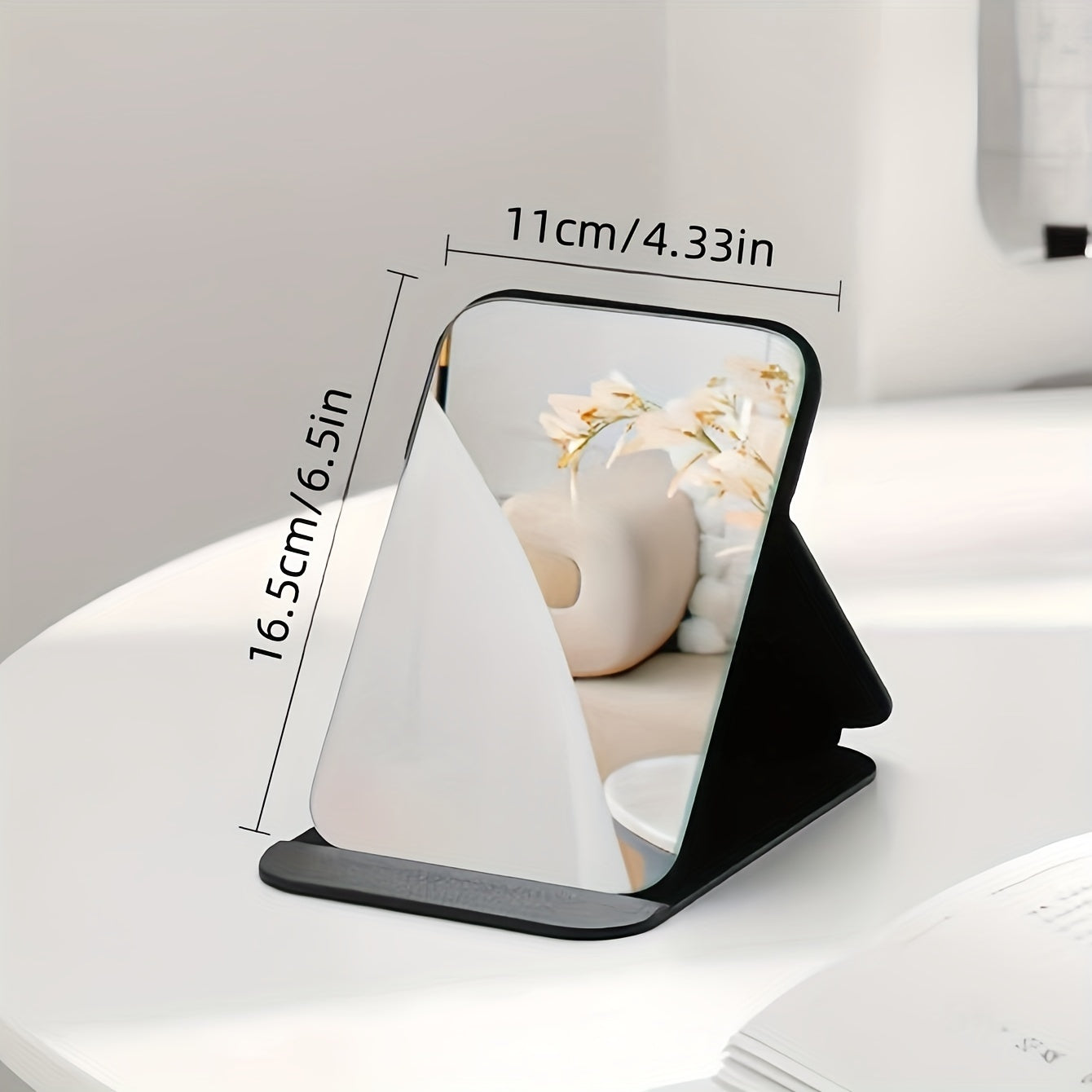 Opvouwbare Lederen Make-up Spiegel – Draagbaar en Zonder Batterij