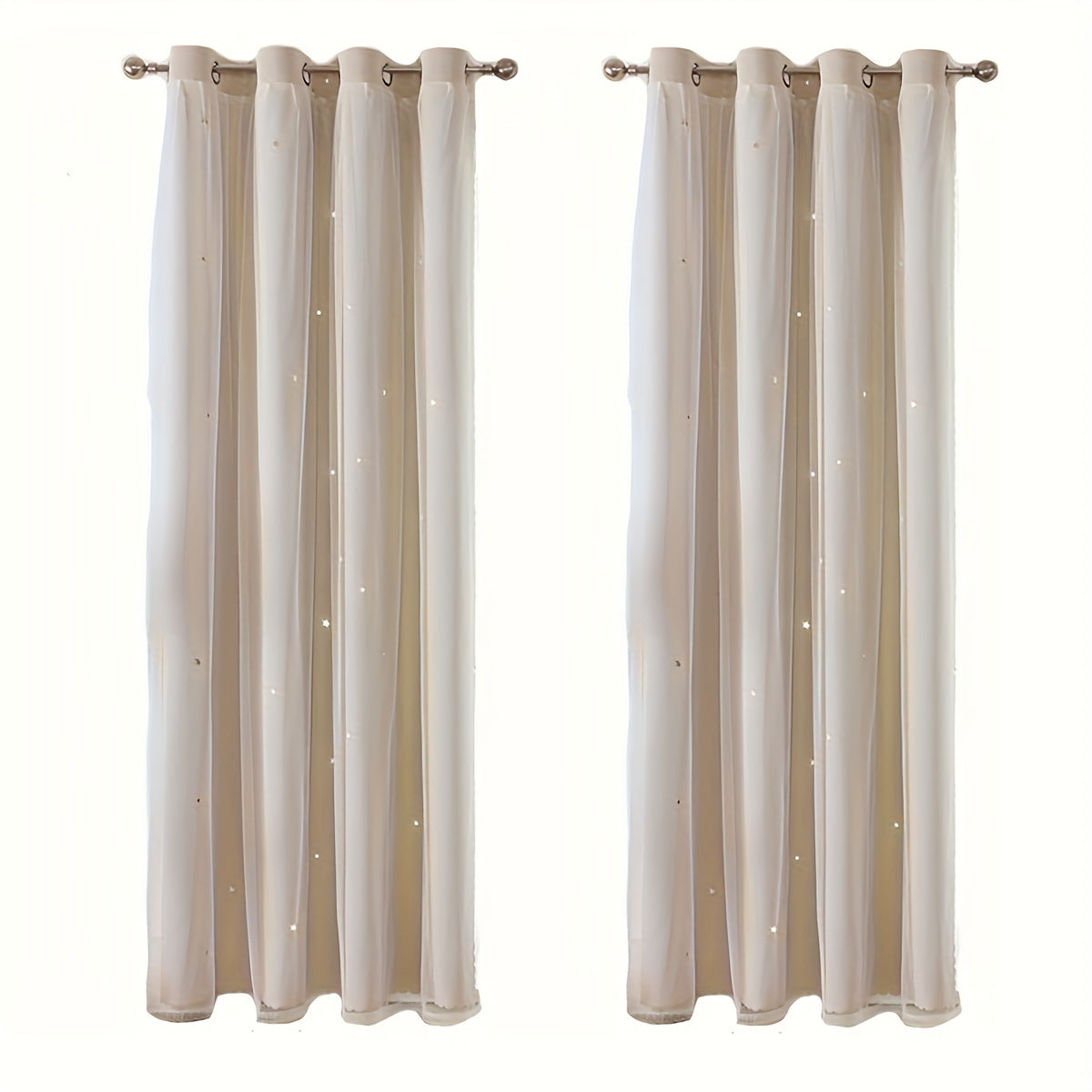 Juego de 2 piezas de cortinas dobles románticas de doble capa - Semi-opacas, protección de privacidad