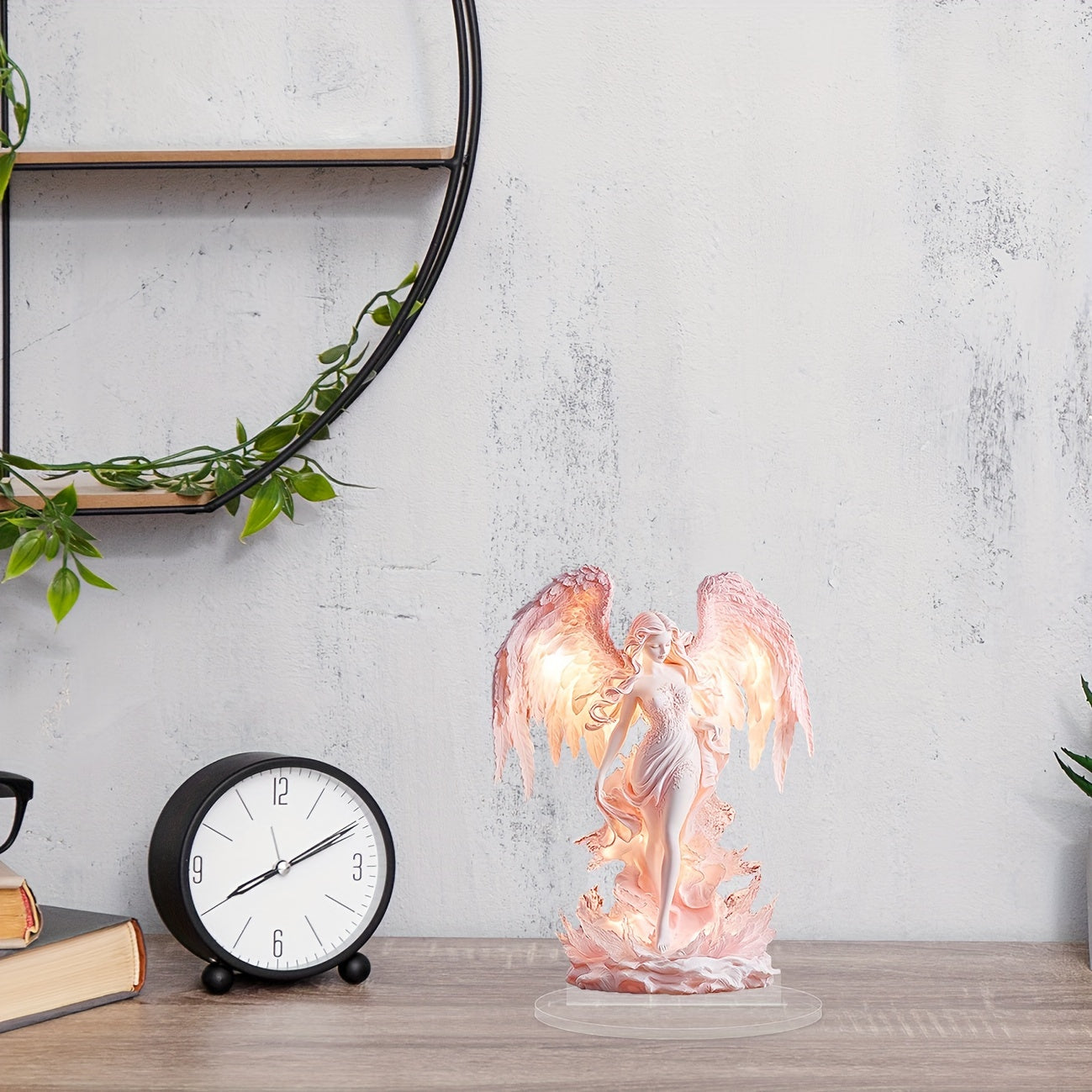 AngelGlow - Exhibidor de ángeles de acrílico para mesa y decoración del hogar