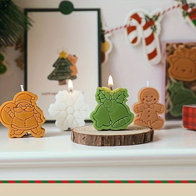 AromaGift - 4 Stuks Kerstthema Aromatherapiekaarsen Set